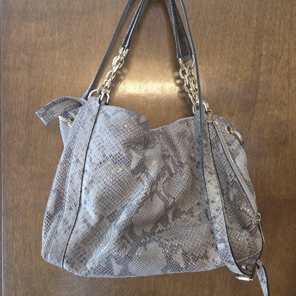 Michael Kors Stanthorpe Gray Python Leather Large… - image 3